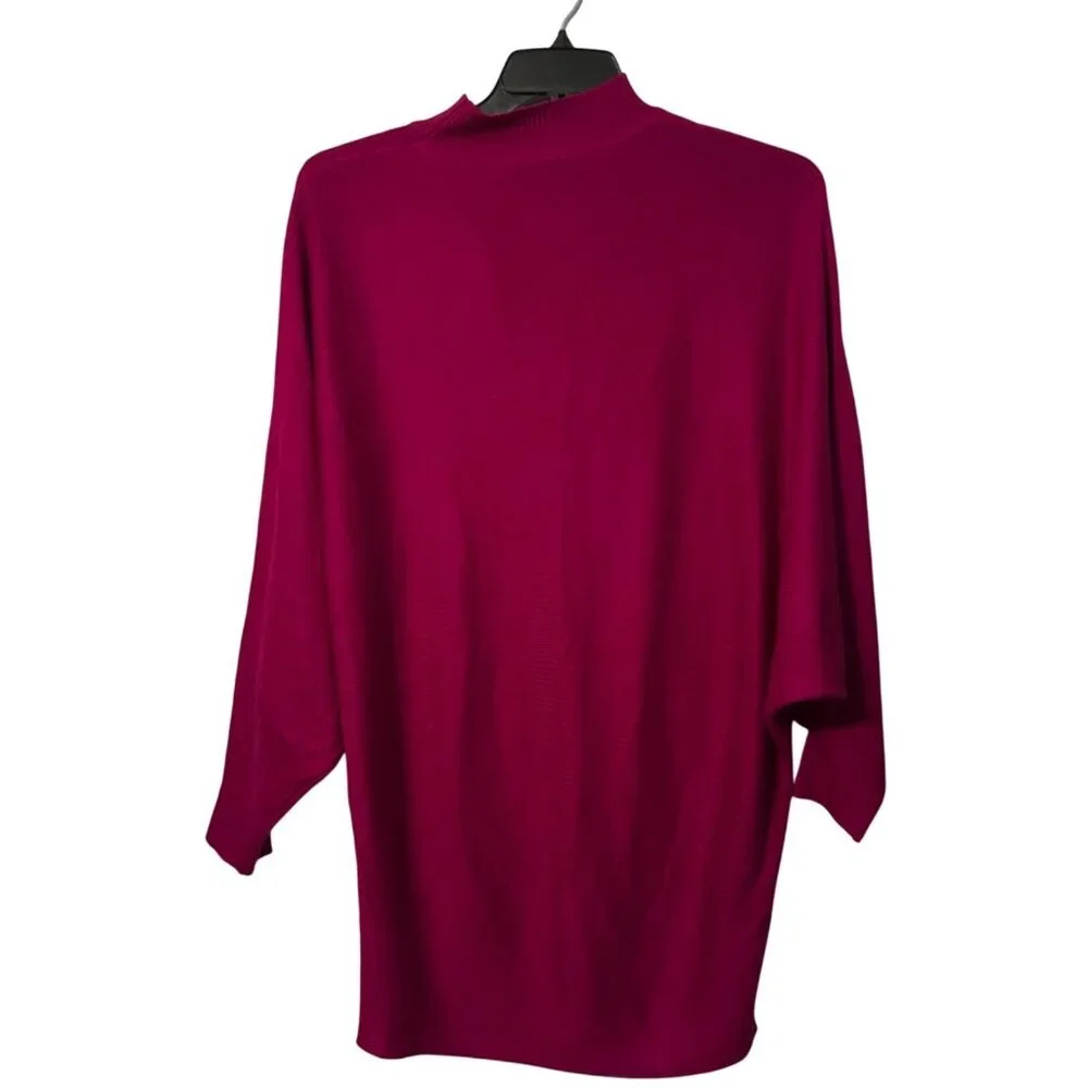 Magenta Mock Neck Batwing Sleeve Knit Dress By Before You Size S 100% Acrylic dr - Picture 10 of 12